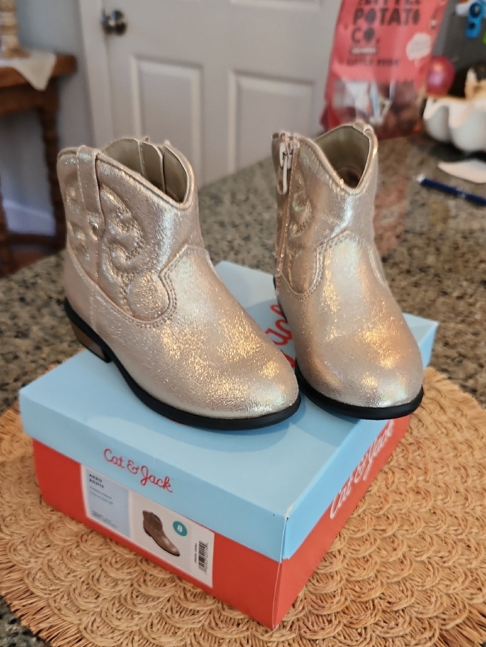Cat & Jack Girls' Metallic Gold Western Booties